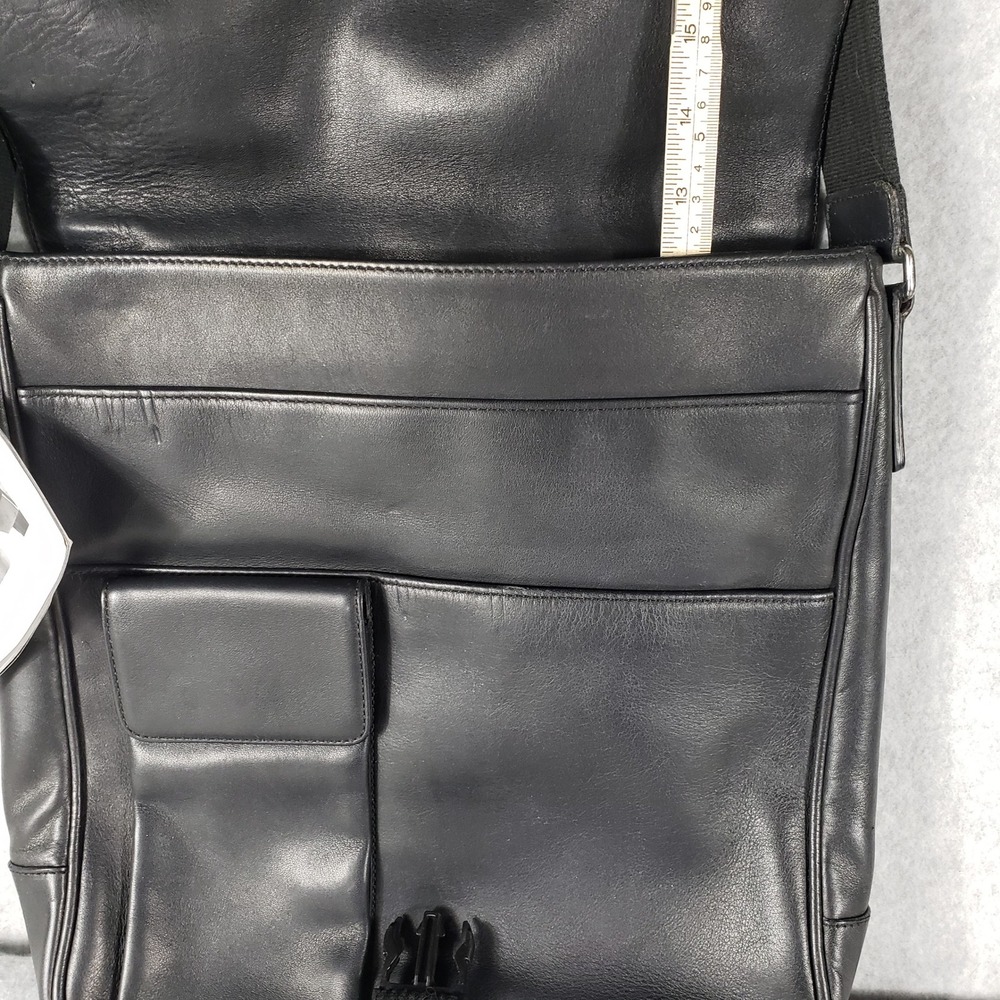NWT Coach Black Leather Messenger Crossbody Bag Adjustable Strap Buckle Unisex - Picture 14 of 16